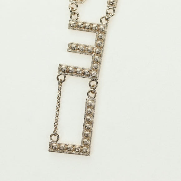 CHANEL Logo Necklace metal Champagne Gold CC Auth 178801SM