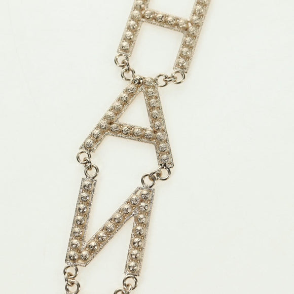 CHANEL Logo Necklace metal Champagne Gold CC Auth 178801SM