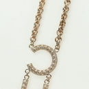 CHANEL Logo Necklace metal Champagne Gold CC Auth 178801SM-12
