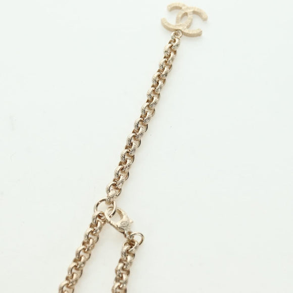CHANEL Logo Necklace metal Champagne Gold CC Auth 178801SM