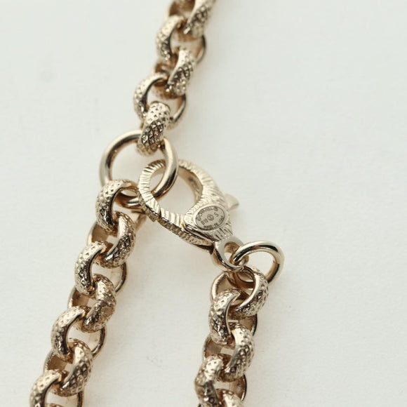 CHANEL Logo Necklace metal Champagne Gold CC Auth 178801SM