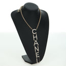 CHANEL Logo Necklace metal Champagne Gold CC Auth 178801SM-19