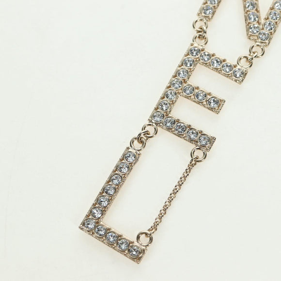 CHANEL Logo Necklace metal Champagne Gold CC Auth 178801SM