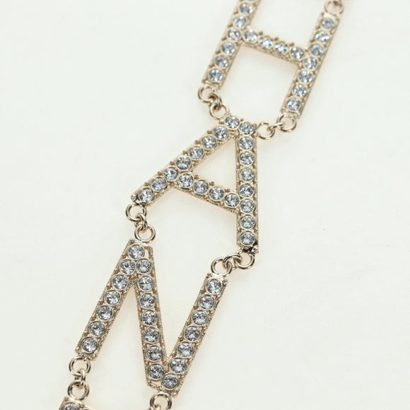 CHANEL Logo Necklace metal Champagne Gold CC Auth 178801SM