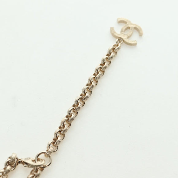 CHANEL Logo Necklace metal Champagne Gold CC Auth 178801SM