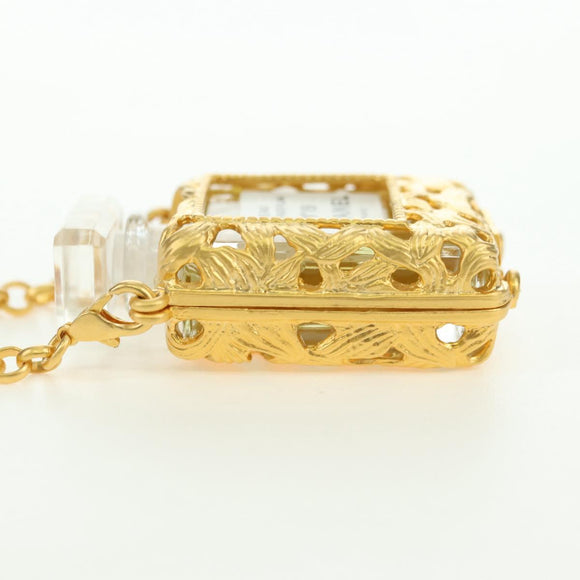 CHANEL Perfume Necklace metal Gold CC Auth 178803M