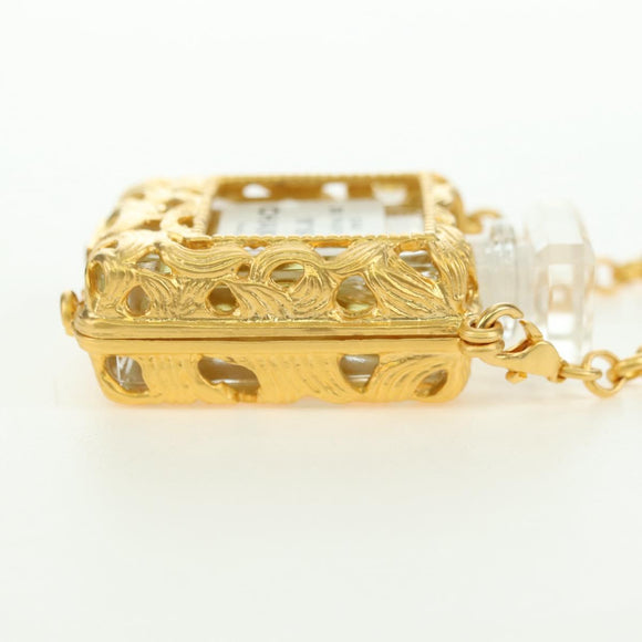 CHANEL Perfume Necklace metal Gold CC Auth 178803M