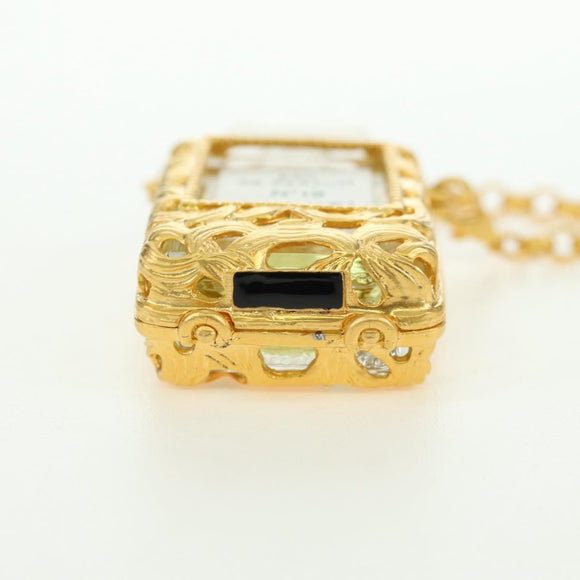 CHANEL Perfume Necklace metal Gold CC Auth 178803M