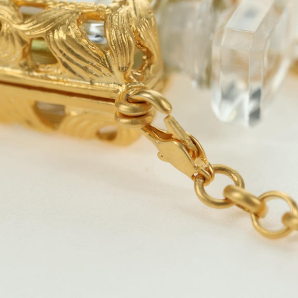 CHANEL Perfume Necklace metal Gold CC Auth 178803M