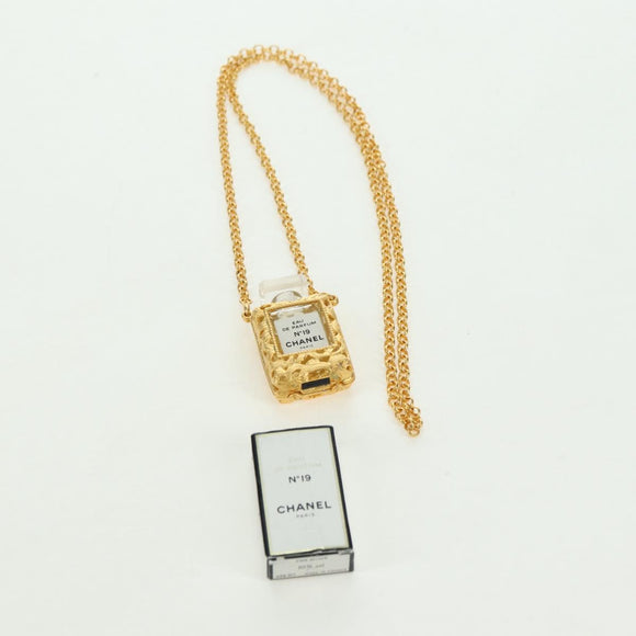 CHANEL Perfume Necklace metal Gold CC Auth 178803M