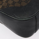 GUCCI GG Canvas Bamboo Shoulder Bag 2way Navy Gold 001 4058 Auth 178808-10