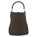 GUCCI GG Canvas Bamboo Shoulder Bag 2way Navy Gold 001 4058 Auth 178808-13