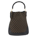GUCCI GG Canvas Bamboo Shoulder Bag 2way Navy Gold 001 4058 Auth 178808-2