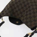 GUCCI GG Canvas Bamboo Shoulder Bag 2way Navy Gold 001 4058 Auth 178808-6