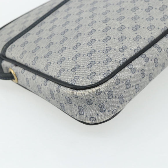 GUCCI Micro GG Supreme Shoulder Bag PVC Navy Gold Auth 178810