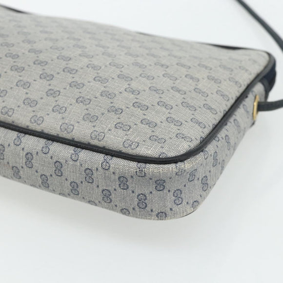 GUCCI Micro GG Supreme Shoulder Bag PVC Navy Gold Auth 178810