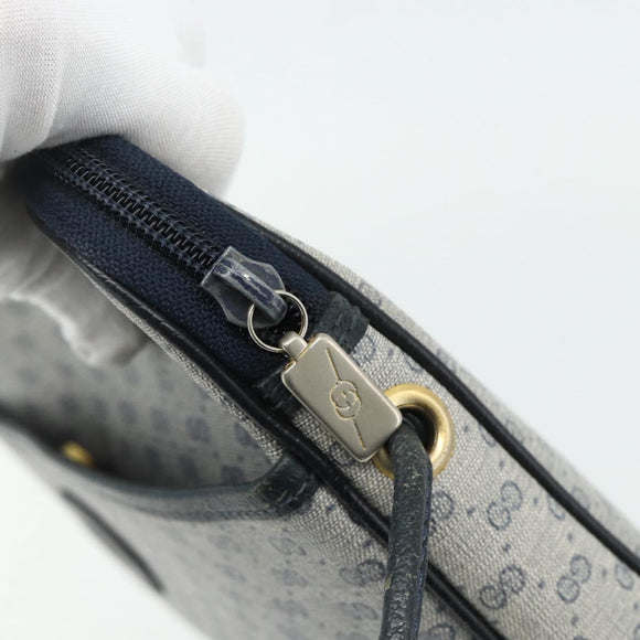 GUCCI Micro GG Supreme Shoulder Bag PVC Navy Gold Auth 178810