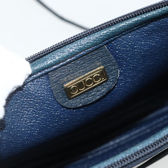 GUCCI Micro GG Supreme Shoulder Bag PVC Navy Gold Auth 178810
