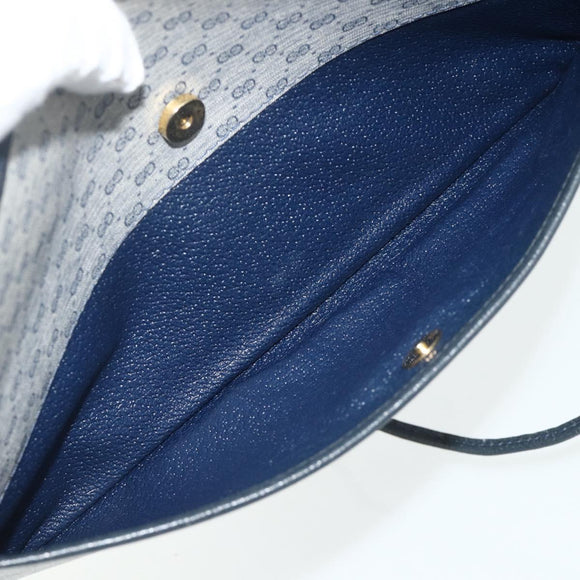GUCCI Micro GG Supreme Shoulder Bag PVC Navy Gold Auth 178810