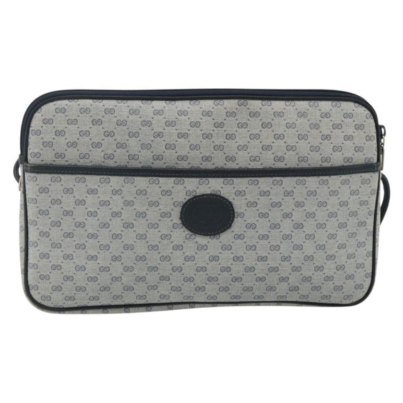 GUCCI Micro GG Supreme Shoulder Bag PVC Navy Gold Auth 178810