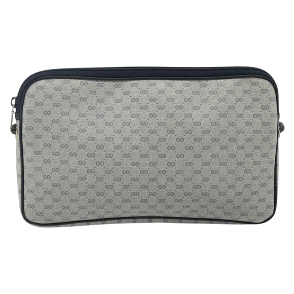 GUCCI Micro GG Supreme Shoulder Bag PVC Navy Gold Auth 178810