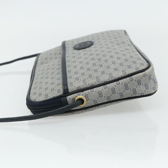 GUCCI Micro GG Supreme Shoulder Bag PVC Navy Gold Auth 178810