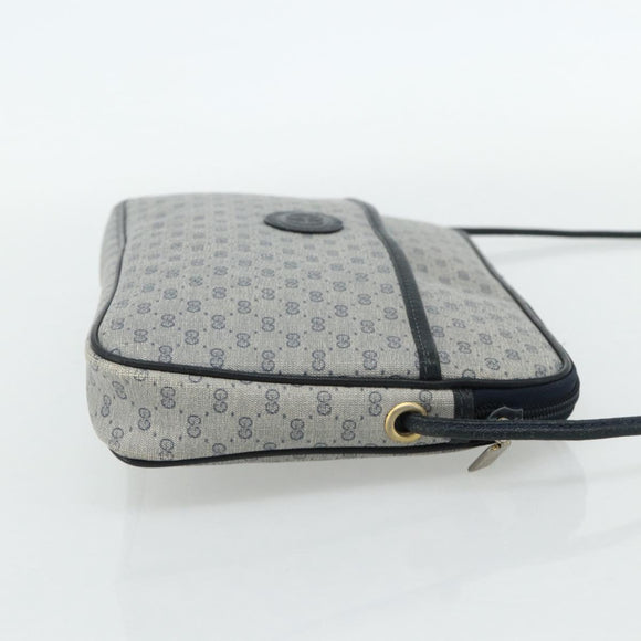 GUCCI Micro GG Supreme Shoulder Bag PVC Navy Gold Auth 178810