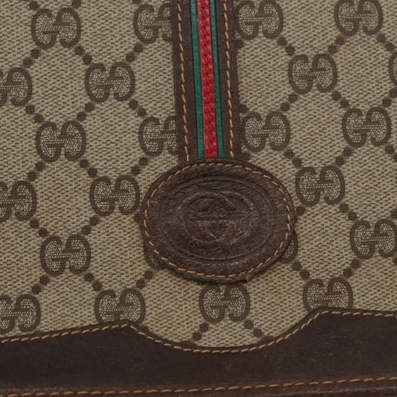 GUCCI GG Supreme Web Sherry Line Bag PVC Beige Gold 001 104 0551 Auth 178811