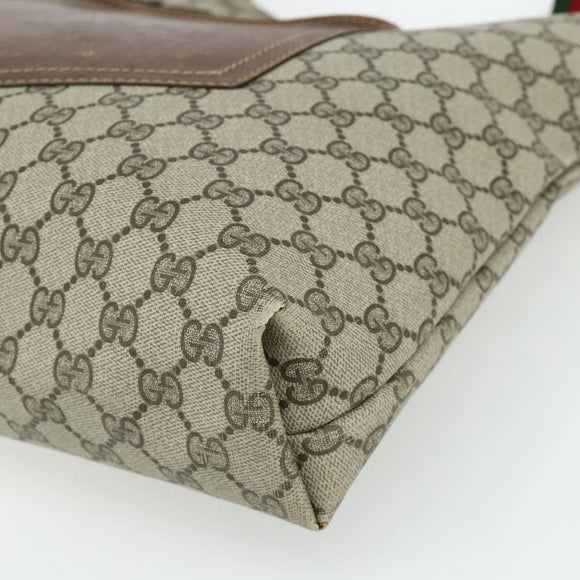 GUCCI GG Supreme Web Sherry Line Tote Bag PVC Beige Gold Auth 178813