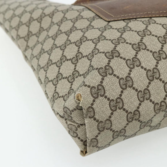 GUCCI GG Supreme Web Sherry Line Tote Bag PVC Beige Gold Auth 178813