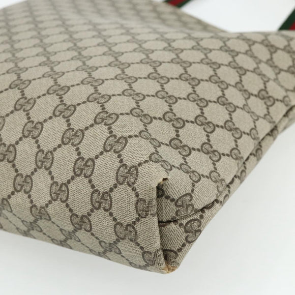 GUCCI GG Supreme Web Sherry Line Tote Bag PVC Beige Gold Auth 178813