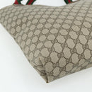 GUCCI GG Supreme Web Sherry Line Tote Bag PVC Beige Gold Auth 178813-16