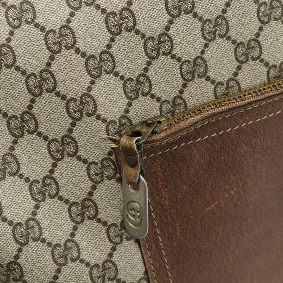 GUCCI GG Supreme Web Sherry Line Tote Bag PVC Beige Gold Auth 178813