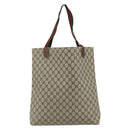 GUCCI GG Supreme Web Sherry Line Tote Bag PVC Beige Gold Auth 178813-2