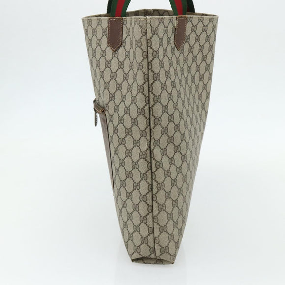 GUCCI GG Supreme Web Sherry Line Tote Bag PVC Beige Gold Auth 178813