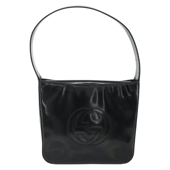 GUCCI Soho Shoulder Bag Patent Leather Black Silver 000 1013 0506 Auth 178814