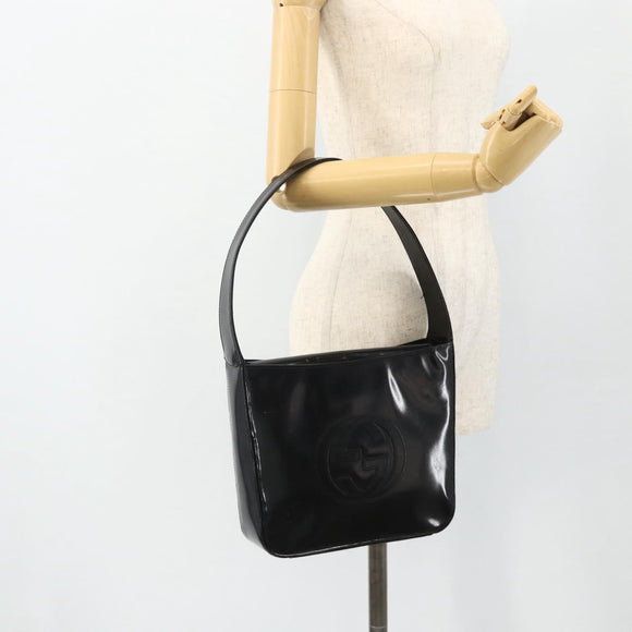 GUCCI Soho Shoulder Bag Patent Leather Black Silver 000 1013 0506 Auth 178814