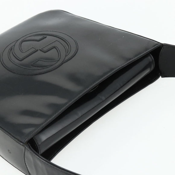 GUCCI Soho Shoulder Bag Patent Leather Black Silver 000 1013 0506 Auth 178814