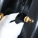 GUCCI Hand Bag Leather Black Gold Auth 178816-11