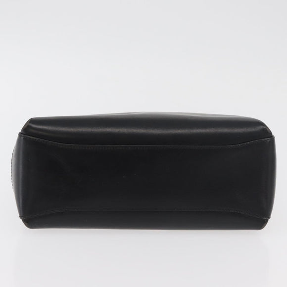 GUCCI Hand Bag Leather Black Gold Auth 178816
