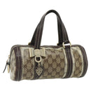 GUCCI GG Crystal Histeria Hand Bag Coated Canvas Beige Gold 181485 Auth 178817-1