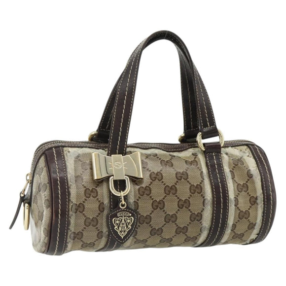 GUCCI GG Crystal Histeria Hand Bag Coated Canvas Beige Gold 181485 Auth 178817