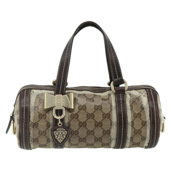 GUCCI GG Crystal Histeria Hand Bag Coated Canvas Beige Gold 181485 Auth 178817
