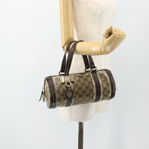 GUCCI GG Crystal Histeria Hand Bag Coated Canvas Beige Gold 181485 Auth 178817
