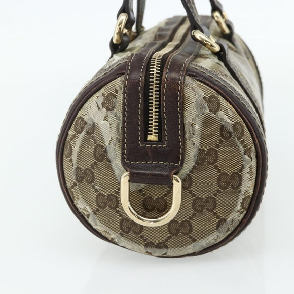 GUCCI GG Crystal Histeria Hand Bag Coated Canvas Beige Gold 181485 Auth 178817