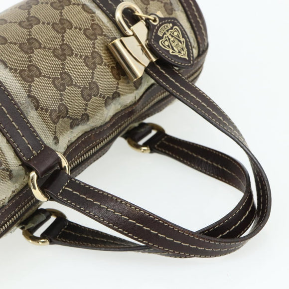 GUCCI GG Crystal Histeria Hand Bag Coated Canvas Beige Gold 181485 Auth 178817