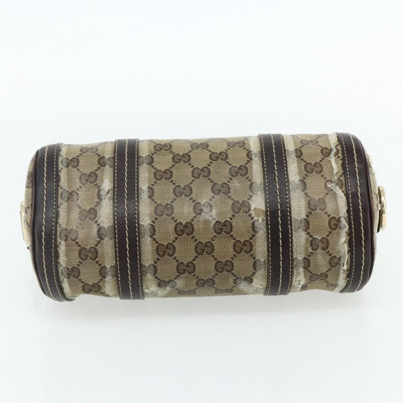 GUCCI GG Crystal Histeria Hand Bag Coated Canvas Beige Gold 181485 Auth 178817