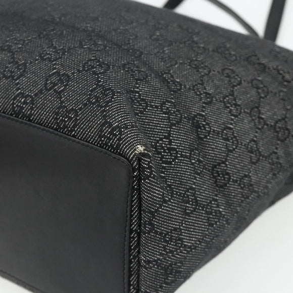 GUCCI GG Canvas Tote Bag Black Silver 31243 Auth 178818