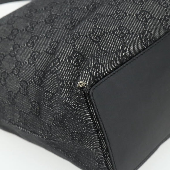 GUCCI GG Canvas Tote Bag Black Silver 31243 Auth 178818
