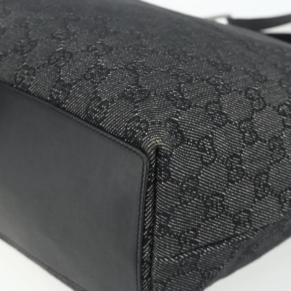 GUCCI GG Canvas Tote Bag Black Silver 31243 Auth 178818